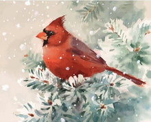 Cargar imagen en el visor de la galería, Pintar por números - Pájaro rojo debajo de la nieve