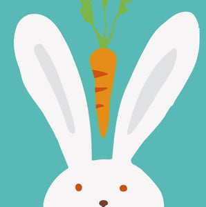 Pintar por números niños - Conejo y zanahoria en el aire