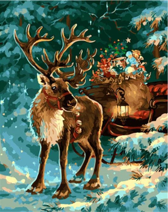 Pintar Por Números - Alces De Navidad - Figuredart - Animales Navidad