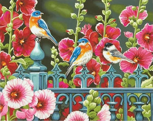 Pintar Por Números - Barandilla De Pájaros - Figuredart - Animales Flores Pájaros