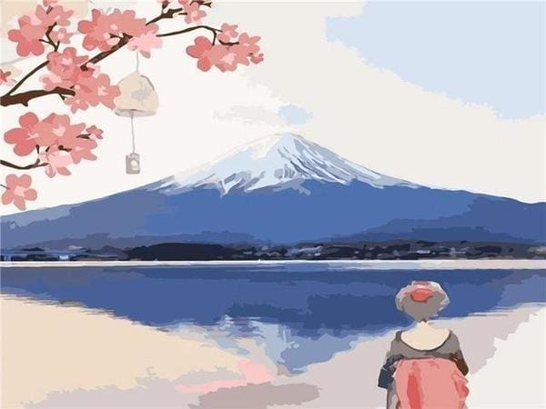 Pintar Por Números - Buscando En El Monte Fuji - Figuredart - Flores Paisajes