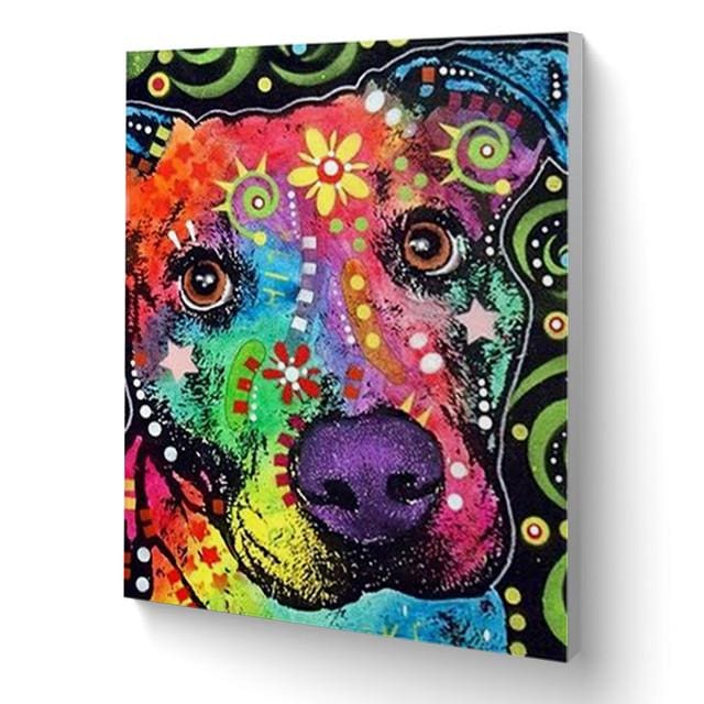 Pintar Por Números - Cabeza Perro Estrellas - Figuredart - Animales Perros