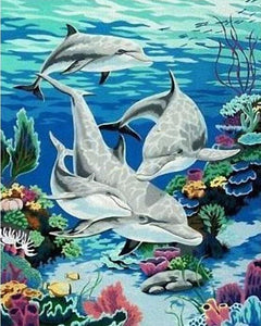 Pintar Por Números - Casa De Los Delfones - Figuredart - Animales Dolfines