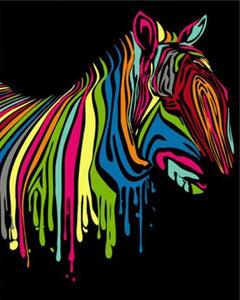Pintar Por Números - Cebra Colorido - Figuredart - Animales Pop Art