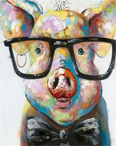 Pintar Por Números - Cerdo Con Gafas - Figuredart - Animales