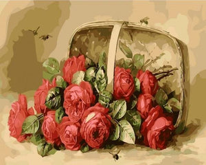 Pintar Por Números - Cesta De Rosas - Figuredart - Flores