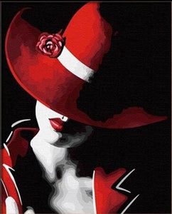 Pintar Por Números - Chica De Sombrero Rojo - Figuredart - Retrato