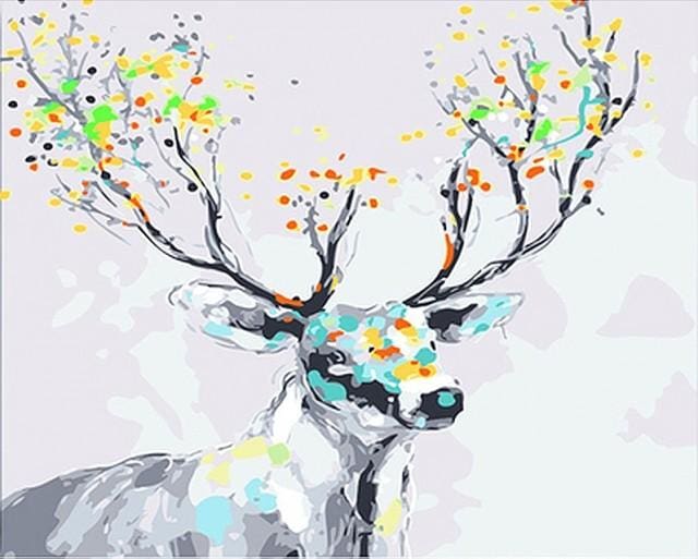 Pintar Por Números - Ciervos Coloridos 1 - Figuredart - Animales