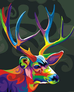 Pintar Por Números - Ciervos Coloridos - Figuredart - Animales Pop Art