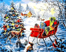 Cargar imagen en el visor de la galería, Pintar Por Números - Ciervos Navidad Con Los Regalos - Figuredart - Navidad