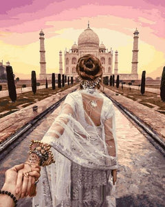 Pintar Por Números - Dáme La Mano En India - Figuredart - Deseos De Otros Lugares Paisajes Romanticismo
