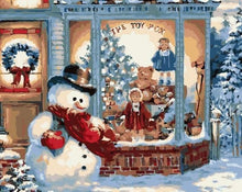 Cargar imagen en el visor de la galería, Pintar Por Números - Delante Del Muñeco De Nieve - Figuredart - Navidad