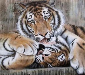 Pintar Por Números - Dos Cabezas De Tigre - Figuredart - Animales Tigres
