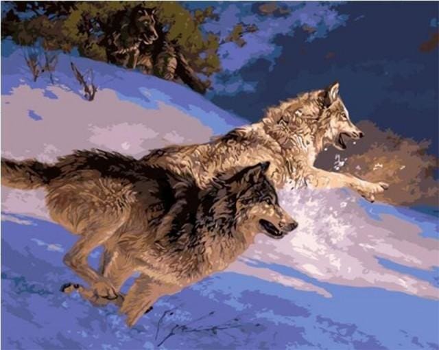 Pintar Por Números - Dos Lobos Impacto - Figuredart - Animales Lobos