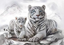 Cargar imagen en el visor de la galería, Pintar Por Números - Dos Tigres Blancos - Figuredart - Animales Tigres