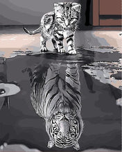 Cargar imagen en el visor de la galería, Pintar Por Números - El Reflejo Del Gato - Figuredart - Animales Gatos