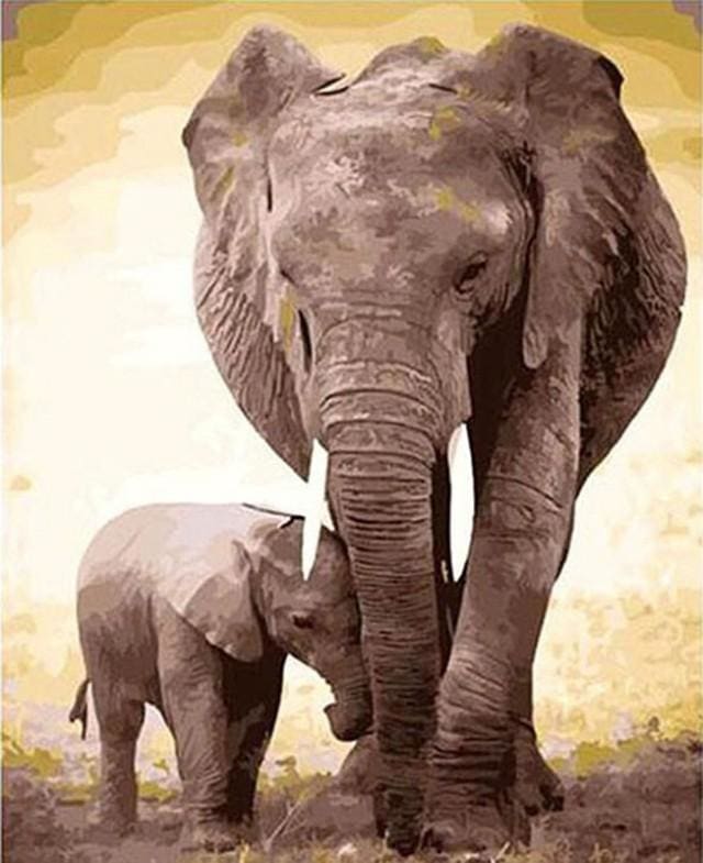 Pintar Por Números - El Tamaño Del Elefante - Figuredart - Animales Elefantes