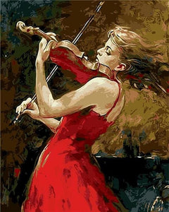 Pintar Por Números - El Violín De La Chica De Rojo - Figuredart - Música Romanticismo