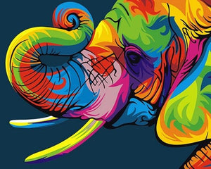 Pintar Por Números - Elefante De Color Auspicioso - Figuredart - Animales Elefantes Pop Art