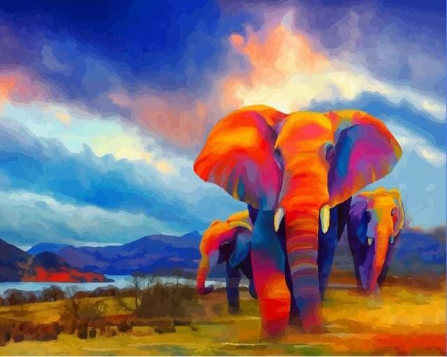 Pintar Por Números - Elefante De Color - Figuredart - Animales Elefantes