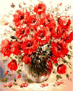 Pintar Por Números - Flor Roja - Figuredart - Flores
