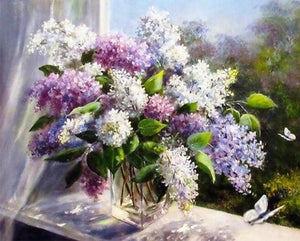 Pintar Por Números - Florero Púrpura - Figuredart - Flores
