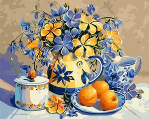 Pintar Por Números - Flores Naranjas Y Mariposas - Figuredart - Flores Mariposas