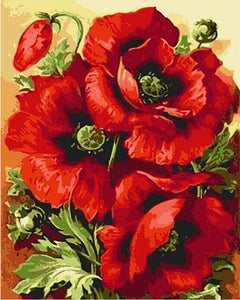 Pintar Por Números - Flores Rojas - Figuredart - Flores