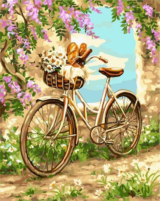 Pintar Por Números - Flores Y Bicicletas 1 - Figuredart - Flores Paisajes