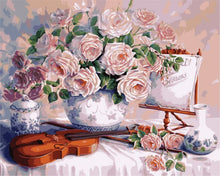 Cargar imagen en el visor de la galería, Pintar Por Números - Flores Y El Violín - Figuredart - Flores