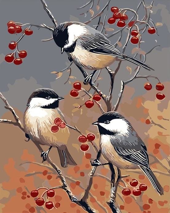 Pintar Por Números - Flores Y Pájaros Sala De Estar - Figuredart - Animales Pájaros