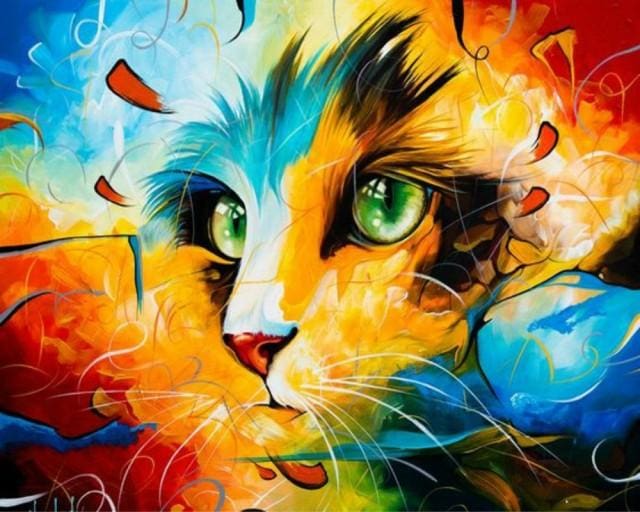 Pintar Por Números - Gato Acuarela - Figuredart - Gatos