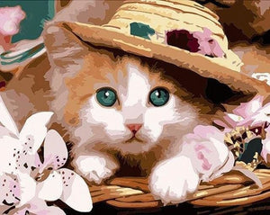 Pintar Por Números - Gato Con Sombrero - Figuredart - Animales Gatos
