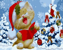 Cargar imagen en el visor de la galería, Pintar Por Números - Gato De La Navidad - Figuredart - Gatos Infantil Navidad