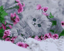 Cargar imagen en el visor de la galería, Pintar Por Números - Gato Púrpura - Figuredart - Animales Flores Gatos