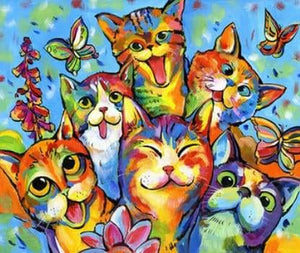 Pintar Por Números - Gatos Felices - Figuredart - Animales Gatos