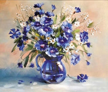 Cargar imagen en el visor de la galería, Pintar Por Números - Jarrón Azul De Zafiro - Figuredart - Flores