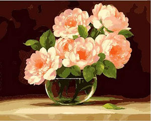Pintar Por Números - Jarrón Con Flores Rosas - Figuredart - Flores
