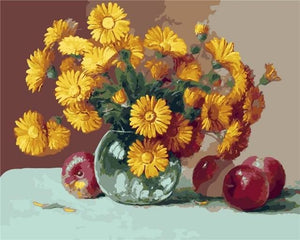Pintar Por Números - Jarrón Con Girasoles Y Manzanas - Figuredart - Flores
