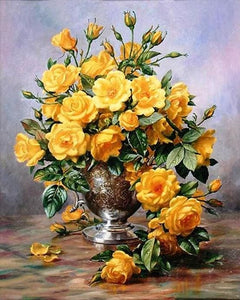 Pintar Por Números - Jarrón De Flores De Color Amarillo - Figuredart - Flores