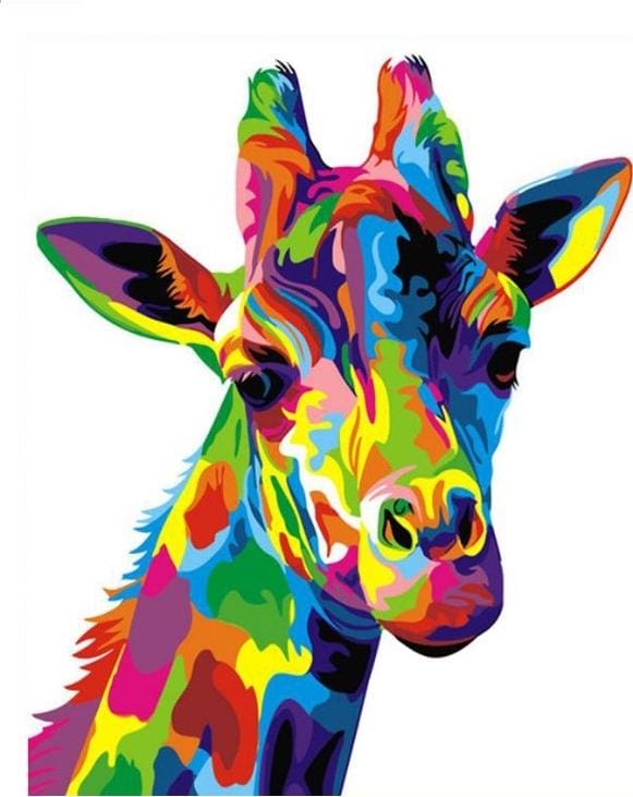 Pintar Por Números - Jirafa De Color - Figuredart - Animales Jirafas Pop Art Principiantes