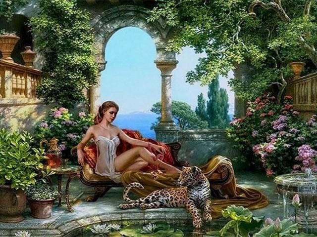 Pintar Por Números - La Belleza Y El Leopardo - Figuredart - Paisajes Romanticismo