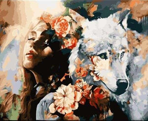 Pintar Por Números - La Belleza Y El Lobo - Figuredart - Animales Lobos