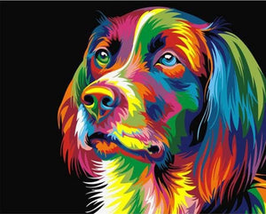 Pintar Por Números - La Cabeza De Perro Colorido - Figuredart - Animales Perros Pop Art