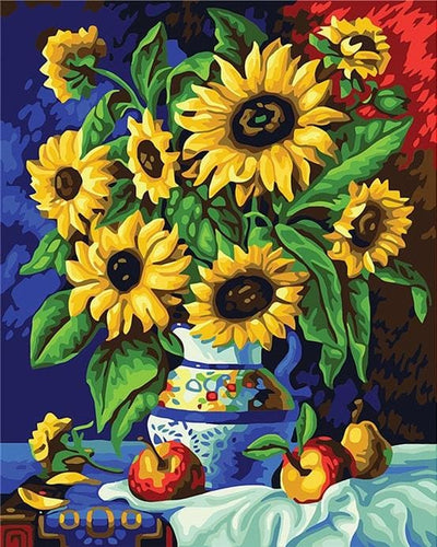 Pintar Por Números - La Parte Antigua Del Girasol - Figuredart - Flores