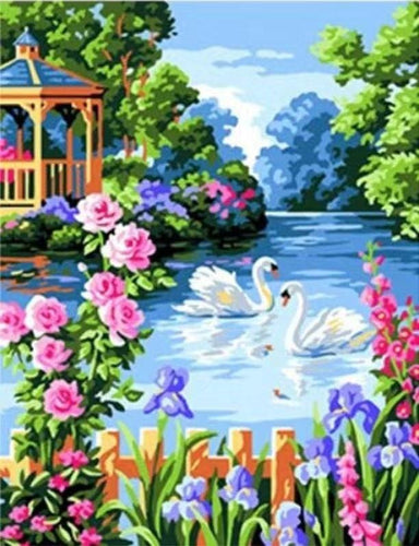 Pintar Por Números - Lago Del Cisne - Figuredart - Animales Paisajes