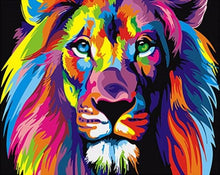 Cargar imagen en el visor de la galería, Pintar Por Números - León Pop Art - Figuredart - Animales Leones Pop Art Principiantes