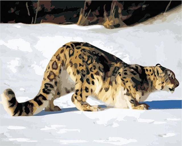 Pintar Por Números - Leopardo En La Nieve - Figuredart - Animales