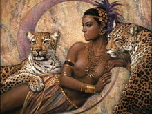 Cargar imagen en el visor de la galería, Pintar Por Números - Leopardo Y Chica - Figuredart - Animales Desnudos
