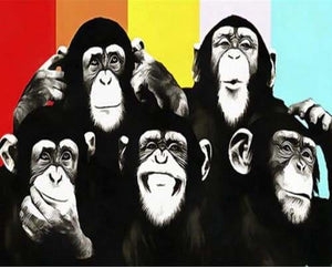 Pintar Por Números - Los Chimpancés - Figuredart - Animales